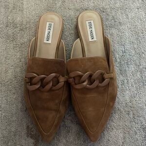 Steve Madden camel suede slides, size 11